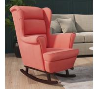 Sillón mecedora "Horschbach" de terciopelo, con estructura de madera maciza, en color rosa. Dimensiones (ancho/alto/profundidad): 78x97x93 cm