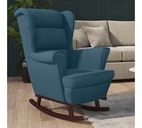 Sillón mecedora "Horschbach" tapizado en terciopelo, con estructura de madera maciza, en color azul. Dimensiones (ancho/alto/profundidad): 78x97x93 cm
