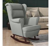 Sillón mecedora "Horschbach" tapizado en terciopelo, con estructura de madera maciza en color gris claro. Dimensiones (ancho/alto/profundidad): 78x97x93 cm