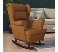 Sillón mecedora "Horschbach" tapizado en terciopelo, con estructura de madera maciza en color marrón. Dimensiones (ancho/alto/profundidad): 78x97x93 cm