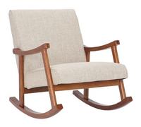 Silla mecedora Morelia - tapizada en tela, patas de madera de nogal - Color crema