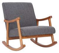 CLP Sillón Mecedora Morelia En Tela & con Base De Madera I Silla Relax Cómoda, Acolchada & con Diseño Clásico, Color:Gris Claro