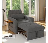 Sillón mecedora Relax con reposapiés, mecedora acolchada, gris | Sillón relax con bolsillos laterales y respaldo alto y cojín lumbar, sillón de lectura, sillón de lactancia o terraza