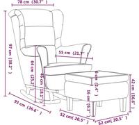Sillón mecedora tipo orejero, color rosa, tapizado en terciopelo y con estructura de madera maciza, marca vidaXL