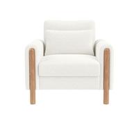 Sillón moderno de brazos - sillón individual con cojín grueso, suave acolchado - blanco