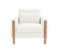 Sillón moderno de brazos - sillón individual con cojín grueso, suave acolchado - blanco