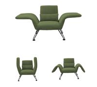 Sillón moderno de salón, gris, tejido a rayas, patas de metal, cómodo sillón de relax con cojín, adecuado para salón, dormitorio y balcón, verde