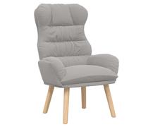 Sillón moderno de tela Sherpa para salón o dormitorio, con patas de madera maciza de caucho y reposabrazos acolchados, color gris claro - 69x74x93 cm
