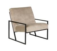 Sillón Moderno Glamour Decorativo Estructura De Metal Negro Tapicería De Terciopelo Gris Pardo Delary