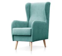 Sillón Narex, estilo escandinavo, color turquesa, 105x58x70 cm