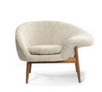 Sillón Nórdico Cálido con Forma de Huevo Frito, Piel de Oveja, Luz de Luna