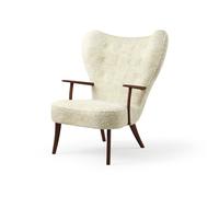Sillón Nórdico Pragh Cálido de Piel de Oveja Marfil/ Nuez Aceitado