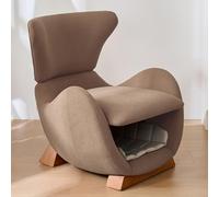 sillón okwish de estilo "persona-animal", con estructura de madera, sillón tapizado para relajarse, con patas de madera maciza y un espacio para mascotas debajo del asiento, color marrón