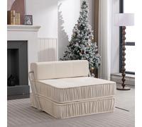 Sillón Okwish Sofastuhl con cojines desmontables, sofá individual con función de cama, sofá-futón para espacios pequeños, color blanco