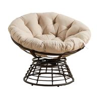 Sillón Papasan, 360° giratorio, cojín grueso, estructura de acero, 92x92x67 cm, Beige Aosom España