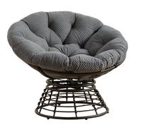 Sillón Papasan, 360° giratorio, cojín grueso(tela de pana), estructura de acero, 92x92x67 cm, Gris Aosom España