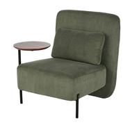 Sillón para hostelería de pana verde con bandeja extraíble