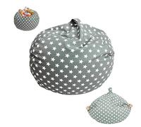 Sillon Puff Funda para Silla,Puff Almacenaje Sin Relleno,Puff Cama Doble Propósito,Bean Bag Chair Ideal para el SalóN,el Dormitorio y la Sala de Juegos,Estampado de Estrellas Grises,24 Pulgadas
