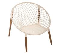 Sillón "raina" De Teca Tejida Algodón Blanco - Atmosphera Createur D'interieur