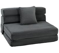 Sillón reclinable 2 en 1 - Sofá cama plegable - Con cojín - Aspecto de cuerda - Gris oscuro - 100 x 76 x 62 cm