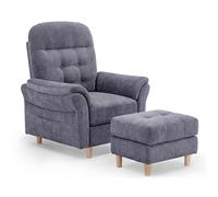 Sillón reclinable COMHOMA, sillón para televisión con respaldo ajustable en 4 posiciones, hasta 160 grados, cojín de plumas con reposapiés, sillón individual para sala de estar, color gris