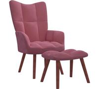 Sillón reclinable con reposapiés rosa de terciopelo - Sillón reclinable con reposapiés - Sillón reclinable con otomana - Sillón con reposapiés - Sillón con otomana