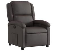Sillón Reclinable De Cuero Auténtico Marrón Oscuro Vidaxl