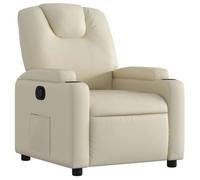 Sillón Reclinable De Piel Sintética Color Crema Vidaxl