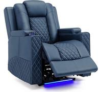 Sillón reclinable eléctrico COMHOMA con función de masaje, luces LED, mando a distancia, bolsa de almacenamiento y 2 portavasos.
