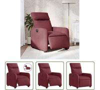 Sillón reclinable eléctrico de la marca Living Store, color burdeos, tapizado en tela