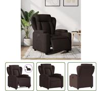Sillón reclinable eléctrico de la marca Living Store, color marrón oscuro, tapizado en tela