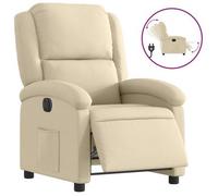 Sillón Reclinable Eléctrico De Tela Crema Vidaxl