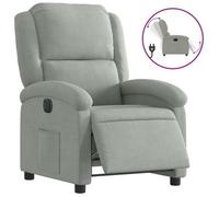 Sillón Reclinable Eléctrico De Terciopelo Gris Claro Vidaxl