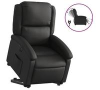 Sillón Reclinable Eléctrico Elevable Cuero Auténtico Negro Vidaxl