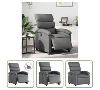 Sillón reclinable eléctrico "Living Store", color gris, tapizado en cuero sintético