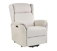 Sillón Reclinable Eléctrico Moderno De Terciopelo Con Función Elevadora Beige Claro Elegy