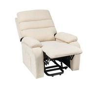 Sillón Reclinable Eléctrico Tapizado De Tela Moderno Reposapiés Elevable Revistero Beige Claro Rise