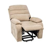 Sillón Reclinable Eléctrico Tapizado De Tela Moderno Reposapiés Elevable Revistero Beige Rise