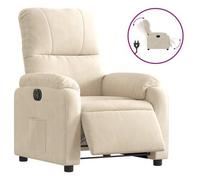 vidaXL Sillón reclinable eléctrico, color beige, tapizado en microfibra