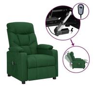 vidaXL Sillón reclinable eléctrico tela verde oscuro