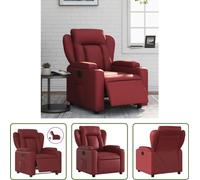 Sillón reclinable eléctrico "The Living Store", color burdeos, tapizado en cuero sintético