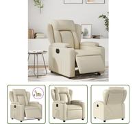 Sillón reclinable eléctrico "The Living Store", color crema, tapizado en cuero sintético