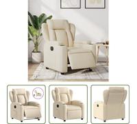 Sillón reclinable eléctrico "The Living Store", color crema, tapizado en tela