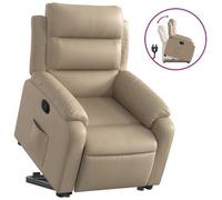 Vidaxl sillón reclinable elevable cuero artificial color capuchino