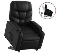 vidaXL Sillón reclinable elevable cuero artificial negro