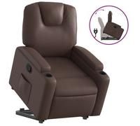 Sillón Reclinable Elevable Cuero Sintético Marrón Vidaxl