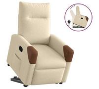Sillón Reclinable Elevable De Tela Color Crema Vidaxl