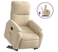 Sillón Reclinable Elevable Tela De Microfibra Color Crema Vidaxl