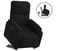 vidaXL Sillón Reclinable Elevable Orejero – Asiento para personas mayores, Tela microfibra Negro