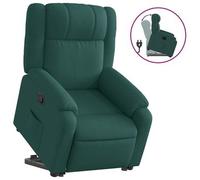 Sillón Reclinable Elevable Tela Verde Oscuro Vidaxl